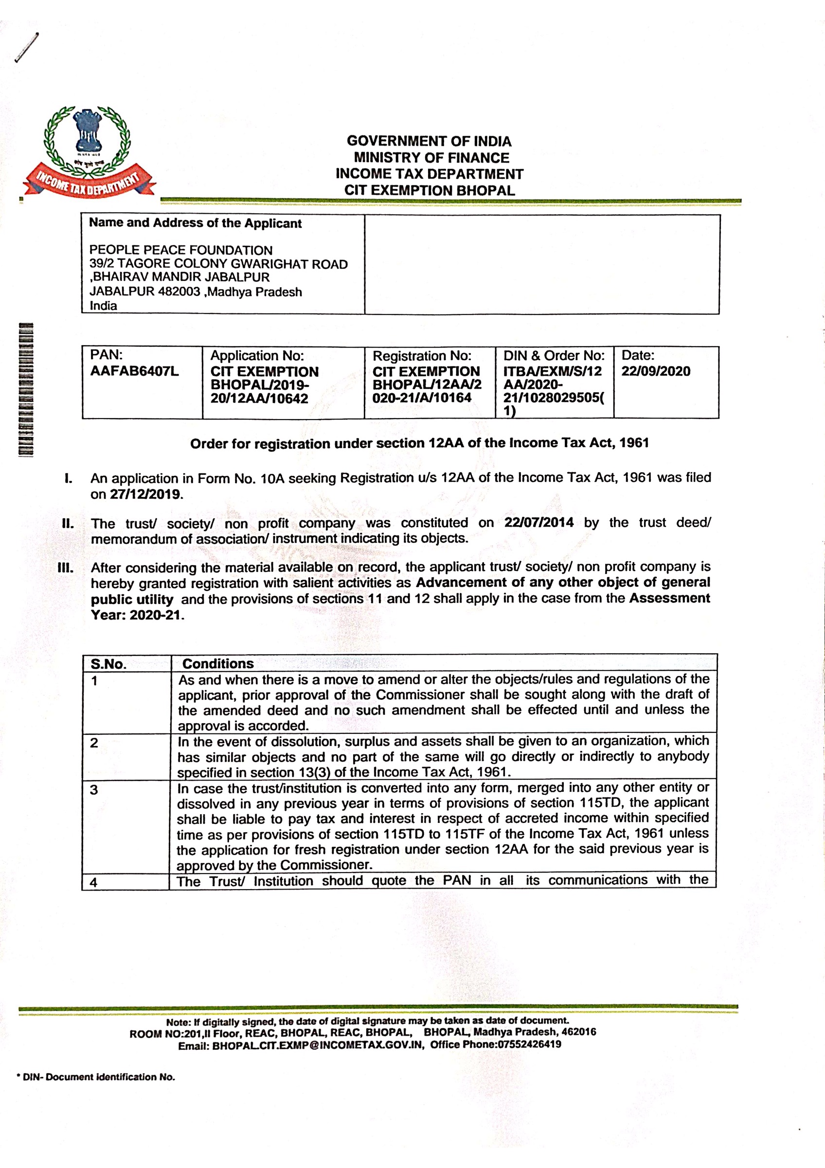 People Peace Foundation Constitution Bylaws & Charter